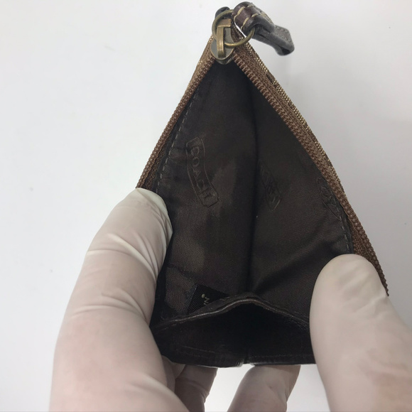 COACH Brown Tan Jacquard Design Wallet - Picture 3 of 4